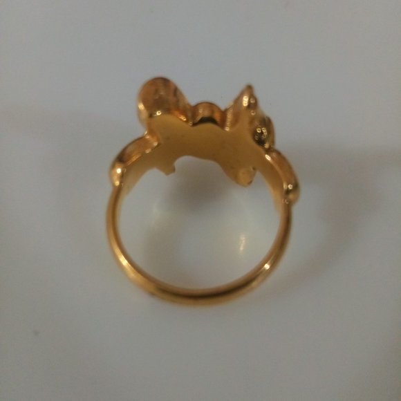 Avon Gold Tone Faux Opal Bow Ring - Picture 4 of 5